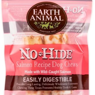 Earth Animal No-Hide Small Snack Naturali Senza Pelle aromatizzati al Salmone Snack da Masticare a Lunga Durata per Cani | Snack per Cani di Piccola Taglia (Confezione da 1)