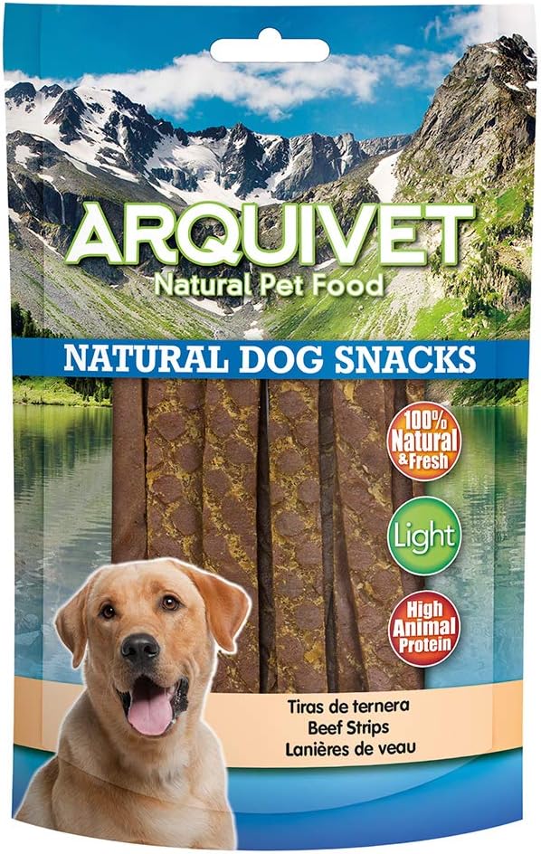 ARQUIVET Straccetti di manzo - 100 gr - Snack 100% naturali per cani - prelibatezze per cani - Prodotto leggero - Molto ricco di sostanze nutritive
