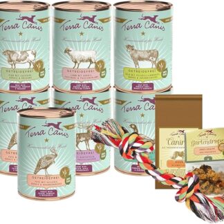 Terra Canis Pacchetto introduttivo M - Grain-Free, 7x400g, 50g Canireo, 12g Gartendrops & Goodie I Alimento premium per cani con ingredienti di autentica qualità human-grade al 100%