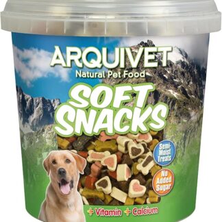 ARQUIVET Soft Snacks - Mix ossicini i e cuoricini - 800 gr - Snack per cani a forma di cuore - Snack per cani - Alimento complementare