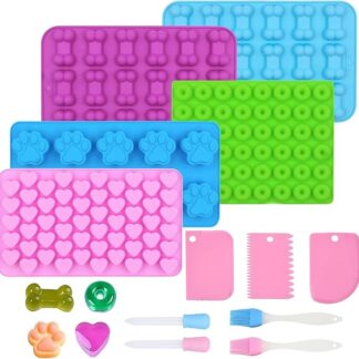 12 tappetini da forno per cani, paw and bone, teglia per biscotti per cani con raschietto, pennello da forno, stampo per cani fai da te, cioccolato, biscotti, caramelle, gelatina, cubetti di ghiaccio