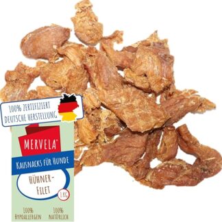 MERVELA® Filetto di pollo, 1 kg [qualità dalla Germania] senza cereali e ipoallergenico per chi soffre di allergie, snack da masticare, ricompensa, cani e deliziosi ricchi di proteine