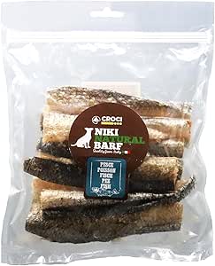 Croci Niki Natural Barf Fish - Snack per cane 100% Pelle di Salmone essiccata, Ricca di proteine naturali, Dieta Barf per cani, Senza additivi artificiali e conservati, 50 g