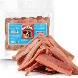 HAPPET Pancetta di pollo e manzo per cani, 500 g, massaggiagengive naturale di pollo e manzo, prelibatezza per addestramento salutare, trattamento ad alto contenuto proteico per l'igiene orale e denti