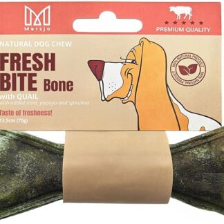 MERSJO Fresh Bite Bone - Osso da masticare con quaglia, menta, papaya e spirulina, 13,5 cm, 70 g