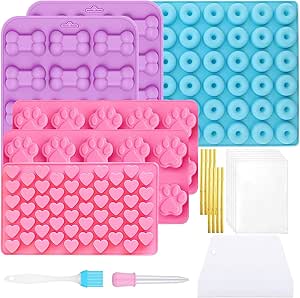 LFBEST Set di 9 Biscotti per Cani Tappetino da Forno in Silicone, Tappetino da Forno per Biscotti per Cani, con 50 Sacchetti di Cellophane, 50 Nastri Metallici, Raschietto, per fai da te