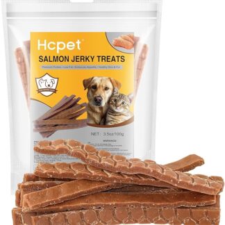 Hcpet Snack per Cani al Salmone Disidratato, Autentiche Strisce Tenere di Salmone, Masticabili Sani per Addestramento, Ricco di Proteine e Povero di Grassi 100g