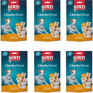 Rinti Extra Chicko Dent Pollo Small | Confezione da 6 | 6 x 150 g | Alimento complementare per piccoli cani adulti | Strisce da masticare per la cura dentale | Pelle di manzo resistente al morso