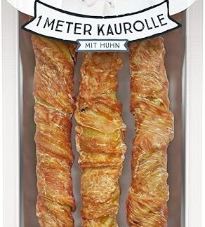 Dokas Dog 1 metro rotolo da masticare con pollo | 315 g | Integratore alimentare per cani | Piacere di masticare a lungo termine a base di pelle di manzo avvolta in petto di pollo