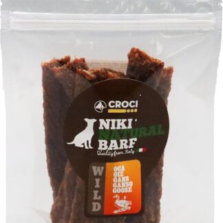 Croci Niki Natural Barf Wild - Snack per cane 100% Carne di oca essiccata, Ricca di proteine naturali, Dieta Barf per cani, Senza additivi artificiali e conservati, 100 g