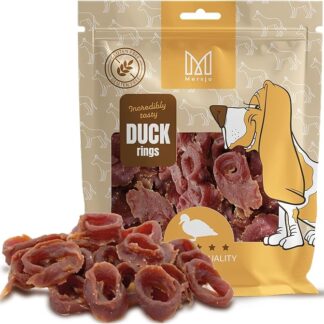 MERSJO Duck Rings - Zucchero per cani, 95% carne d'anatra, senza cereali, 500 g