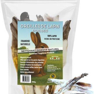 Orecchie di coniglio pelose per cane - dolcetti naturali 200 g ricche di proteine, digestione sana, vermifugo naturale, masticazione a lunga durata, basso contenuto di grassi - snack cane tutte le