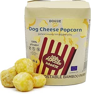 DOGSIE Popcorn per cani – Formaggio Lerckerli per Cane, Snack Yak naturale, confezione ecologica (45 grammi)