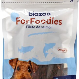biozoo Biazoo Pack 11 un. Filetto di salmone 100 g Snacks per cani adatto a tutte le razze e dimensioni. Snack Altamente digeribile e ad alto contenuto proteico.