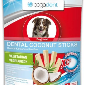 Bogadent Dental Coconut, bacchette dentali per cani, spuntini per cani con cocco, previene placca e tartaro, cura dentale per cani, rafforza la pelliccia, accessori per cani, 50 g