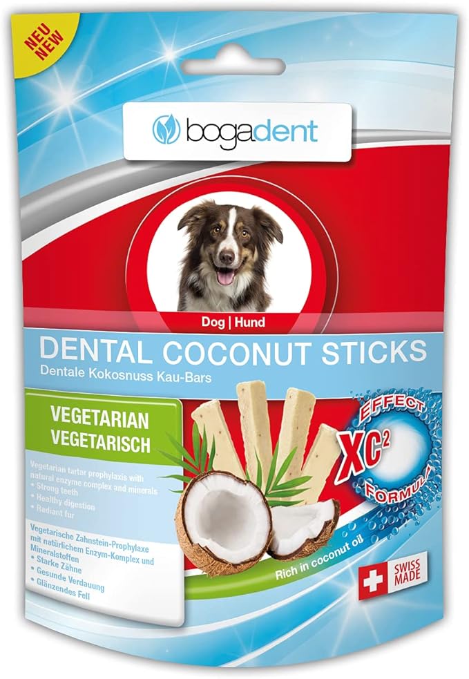Bogadent Dental Coconut, bacchette dentali per cani, spuntini per cani con cocco, previene placca e tartaro, cura dentale per cani, rafforza la pelliccia, accessori per cani, 50 g