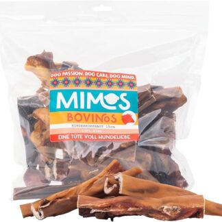 Mimos Pelle di bovino per cani, 25-30 cm, 350 g, articolo da masticare per cani, 100% bovino, senza additivi, snack da masticare di alta qualità, ideali per la pulizia dei denti