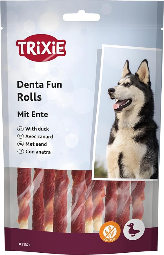 Trixie Denta Fun Bastoncini da masticare con anatra, 12 cm, pacco da 10 pezzi