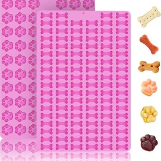 2 mini stampi in silicone, 106 stampi per ossa di cane a cavità, 69 cavità in silicone per cuocere biscotti, caramelle, cioccolato, gelatina, animali domestici (mini osso di cane+zampa di cane)