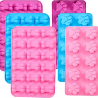 Stampi in silicone per cuccioli di cane e ossa (6 pezzi) per cuocere al forno, cioccolato, caramelle, gelatina, dolcetti per cani, cubetti di ghiaccio in silicone