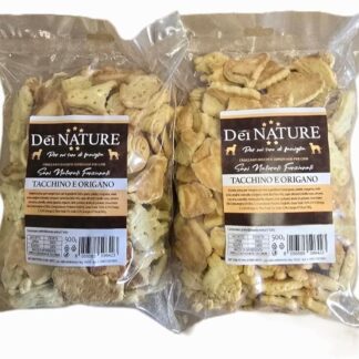DEI NATURE Biscotti per Cani Tacchino e Origano,2 Confezioni da 500g, Human Grade, Superfood, Snack per cani,Premio per cani
