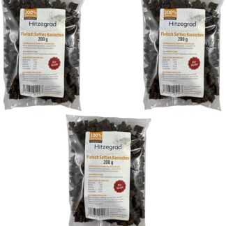 Hitzegrad Carne Softies Snack Conigli | Confezione da 3 | 3 x 200 g | Snack Soft per cani | Ideale per l'allenamento grazie alla consistenza morbida | Senza glutine | Adatto per cuccioli