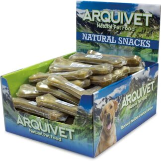 ARQUIVET Osso pressato in pelle bovina 100% naturale - 17 cm - Scatola piena 40 unità in termoretraibile - Snack naturali per cani