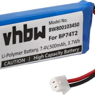 vhbw batteria sostituisce Dogtra AAE562438P6H, AE602048P6H, BP74T2 per collare per cani, dog trainer (500mAh, 7,4V, Li-Poly)