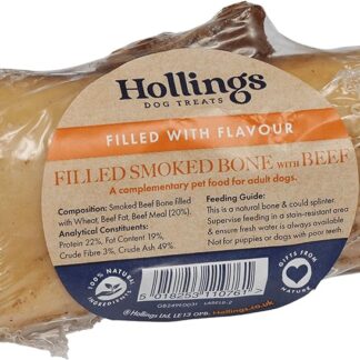 Hollings Osso affumicato riempito con manzo da masticare, 100% naturale, essiccato all'aria, a lunga durata, per cani adulti, realizzato con ingredienti di alta qualità, 1 pezzo