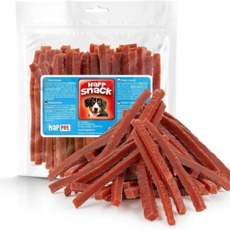 HAPPET Dolcetti per cani - Strisce di carne di anatra - Prelibatezze naturali ricche di proteine per cani - Premio per addestramento salutare e massaggiagengive per cani di tutte le razze, facilmente