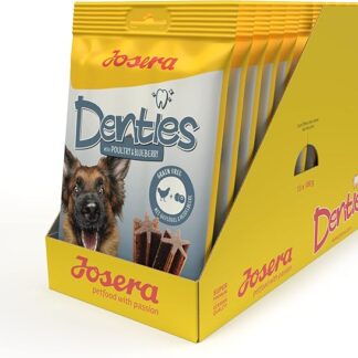JOSERA Denties Poultry & Blueberry. bastoncini da masticare premium per cani con pollame e mirtillo. senza cereali. 13 x 180 g