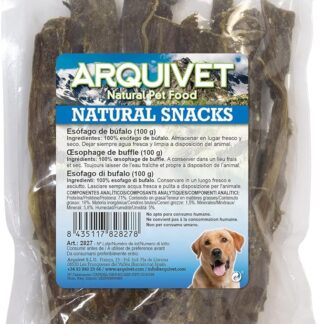 ARQUIVET Esofago di Manzo per Cani - Snack 100% Naturali - Masticabile - Sacchetto 100 gr
