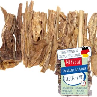 MERVELA® Bacchette per pelle di capra, 1 kg [qualità dalla Germania] per cani sensibili alle allergie, ricompensa, snack da allenamento, senza cereali, spuntino per cani, ipoallergenico, ricco di