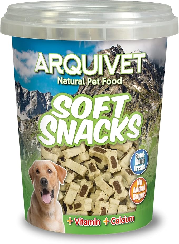 ARQUIVET Pack 12 unità - Soft Snacks ossi duo agnello e riso - 300 g- Snack per cani a forma di osso piccoli - Snack per cani - Alimento complementare