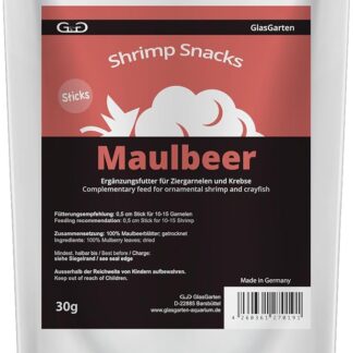 GlasGarten Shrimp Snacks Gelso | 30 g – decadimento relativamente veloce = nessun stress da mangiare, 100% foglie di gelso (essiccate), alimento complementare con molto calcio e magnesio