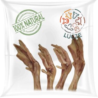 Lucze Premium - Zampe d'oca come piedi di pollo per cani, 5 pezzi, 100% naturale, articolo da masticare essiccato, snack per cani