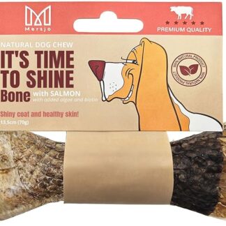 MERSJO Osso di cane naturale con salmone, 13,5 cm, 70 g, per pelo lucido e pelle sana
