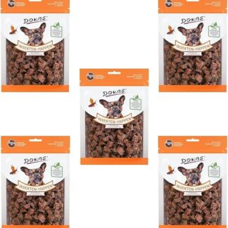 Dokas Dog Bocconcini di Insetti con larve di tarme, grilli e carote | Confezione da 5 | 5 x 100 g | Snack per cani come ricompensa tra i pasti abituali | Proteiche alternative