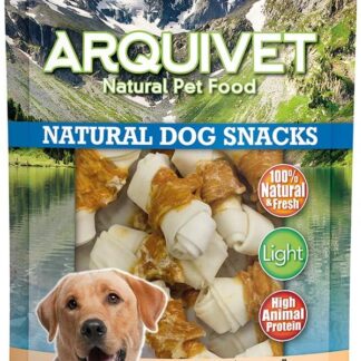 ARQUIVET Osso nodo con pollo 100 gr - Snack 100% naturali per cani - prelibatezze per cani - Prodotto leggero - Molto ricco di sostanze nutritive
