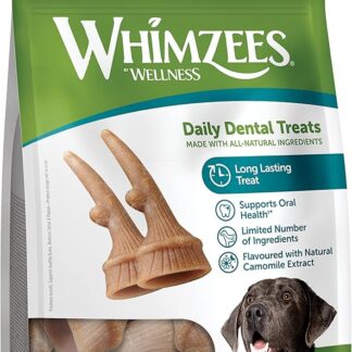 WHIMZEES Antler L, Bastoncini Dentale Occupante con Effeti Calmanti per Cani di Grande Taglia (18-27kg), Ingredienti Naturali, Senza Cereali, 6 Pezzi, Taglia L