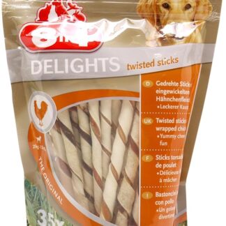 8IN1 Friandise stick a mâcher - En peau de boeuf garni de viande de poulet - Pour chien - 35 pieces