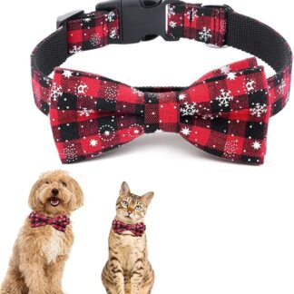 Viojrlly Collare Natalizio per Cani e Gatti, Papillon Regolabile per Costumi Natalizi, Collare con Farfallino per Animali di Piccola Taglia Medio Grande (B)