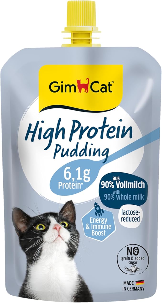 GimCat Budino ad alta proteina, delizioso snack ricco di proteine, prodotto in Germania (1 x 100 g)