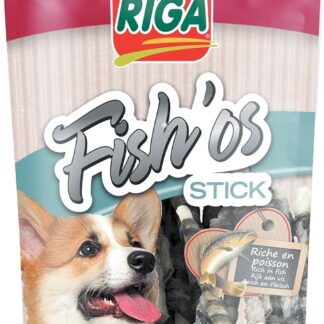 RIGA - Fish'Os Stick - Dolcetto cane - Bastone di pesce - Ricco di proteine - Basso contenuto di grassi - senza coloranti né additivi - Premi naturali ideali - 70 g