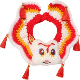 JOERBABU Festival Pet Lions Danza Sciarpa Collare Regolazione Maglia Leoni Danza Neckwear e Cane Capodanno Cinese Puntelli