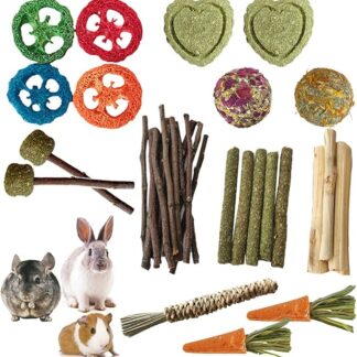 Ruwshuuk Giocattoli in legno di coniglio, giocattolo da coniglietto | Il legno tratta il giocattolo per la dentizione di piccoli animali,Forniture da masticare sicure resistenti al morso per piccoli