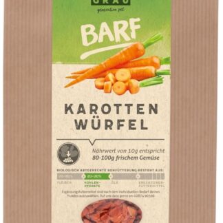 GRAU – l'originale – verdure essiccate per BARF per cani – cubetti di carota, confezione da 1 (1 x 500 g), alimento complementare per cani