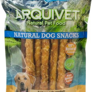 ARQUIVET Pack 12 unità - Twist con pollo 24 cm / 1 Kg - Snack 100% naturali per cani - prelibatezze per cani - Prodotto leggero - Molto ricco di sostanze nutritive