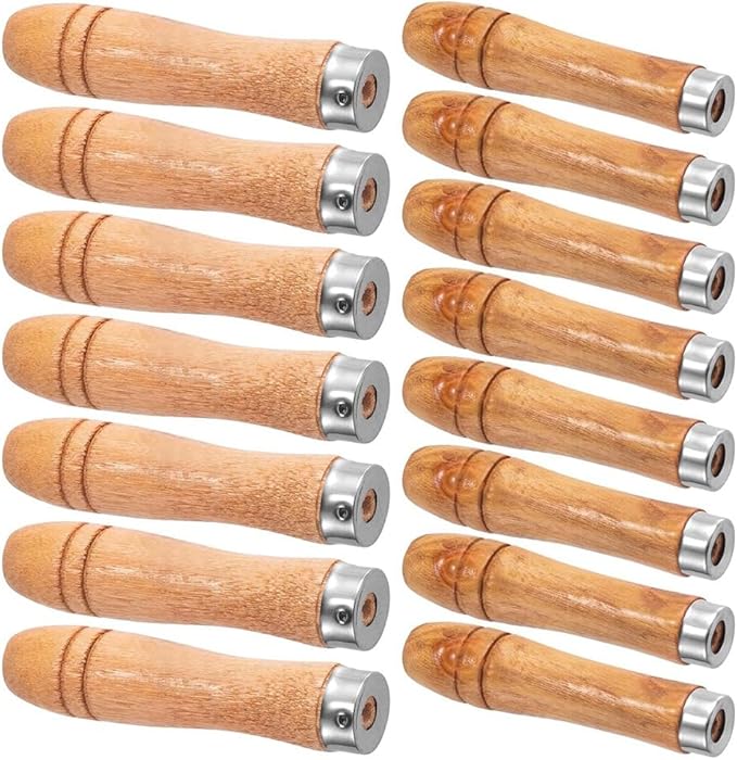 yomoe 20 Pezzi di Manico per In Legno con Robusti Collari In Metallo, 10 Pezzi per da 6 Pollici A 8 Pollici + 10 Pezzi per da 10 Pollici A 12 Pollici (2 Dimensioni)