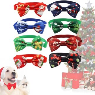 50 Pezzi di Natale Collare per Cane per Animali Domestici Regolabile Collare di Natale Cravatta a Fiocco per La Maggior Parte degli Animali Domestici Rosso, Verde, Blu, Nero